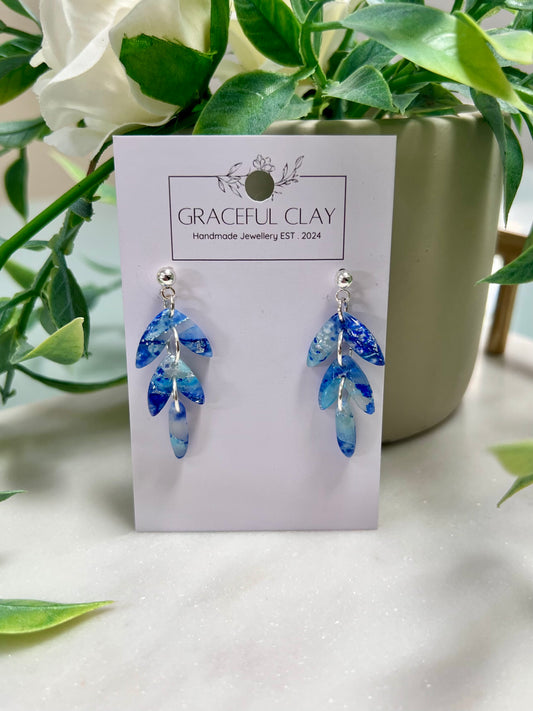 Blue Marble 3 Tier Earrings