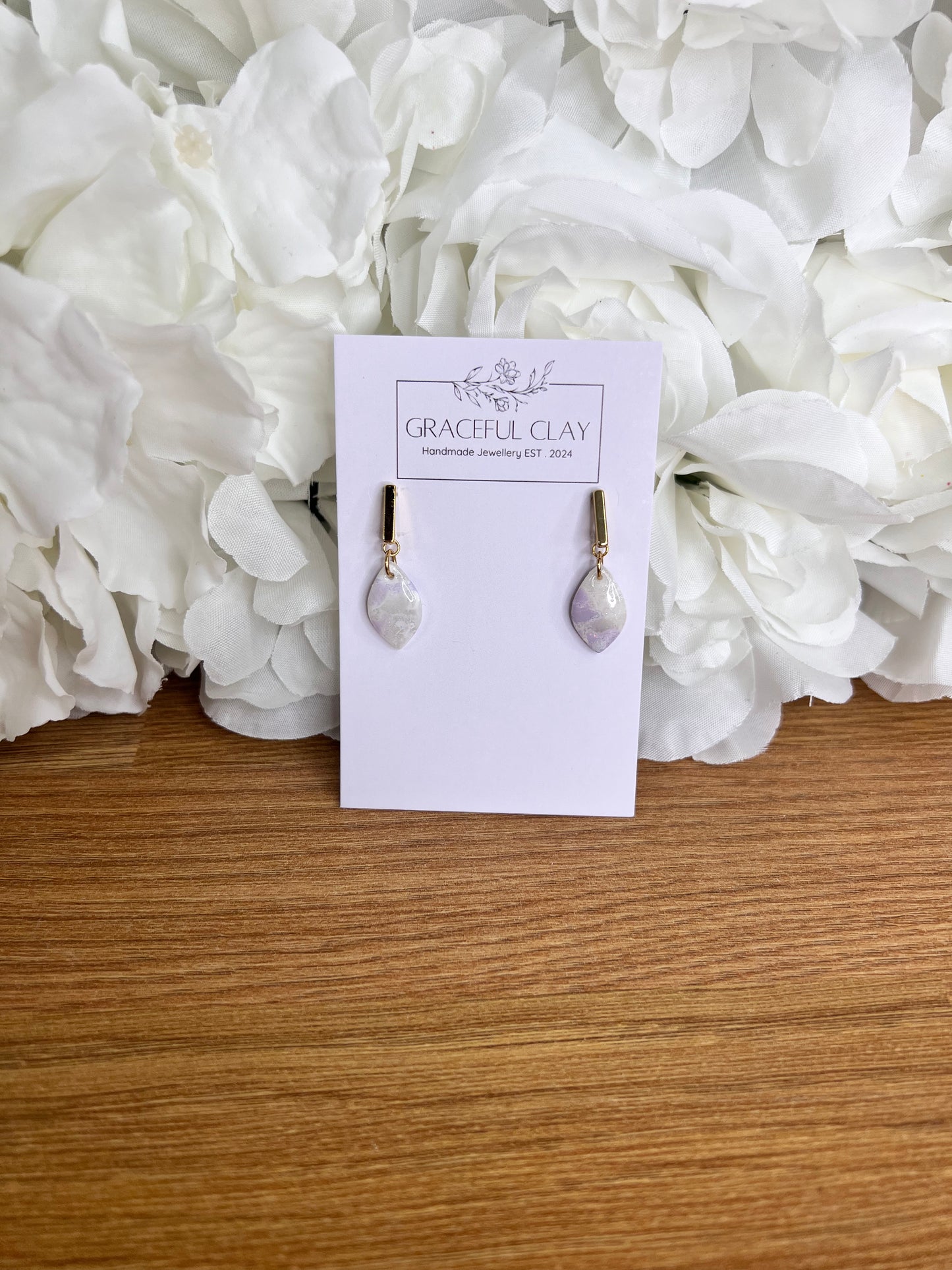 Lilac marble tear drop earrings